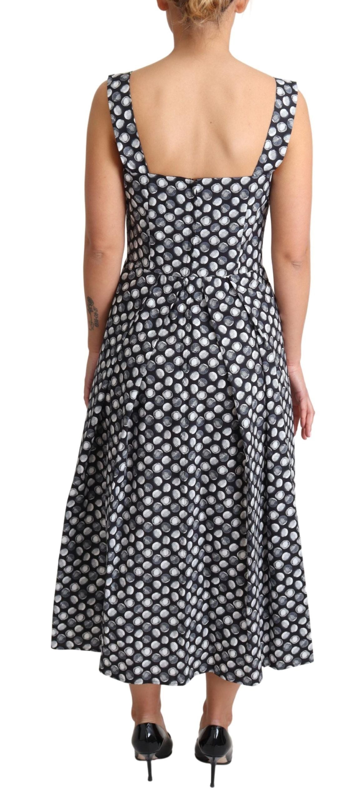 Robe trapèze en coton bleu à motifs géométriques Dolce &amp; Gabbana