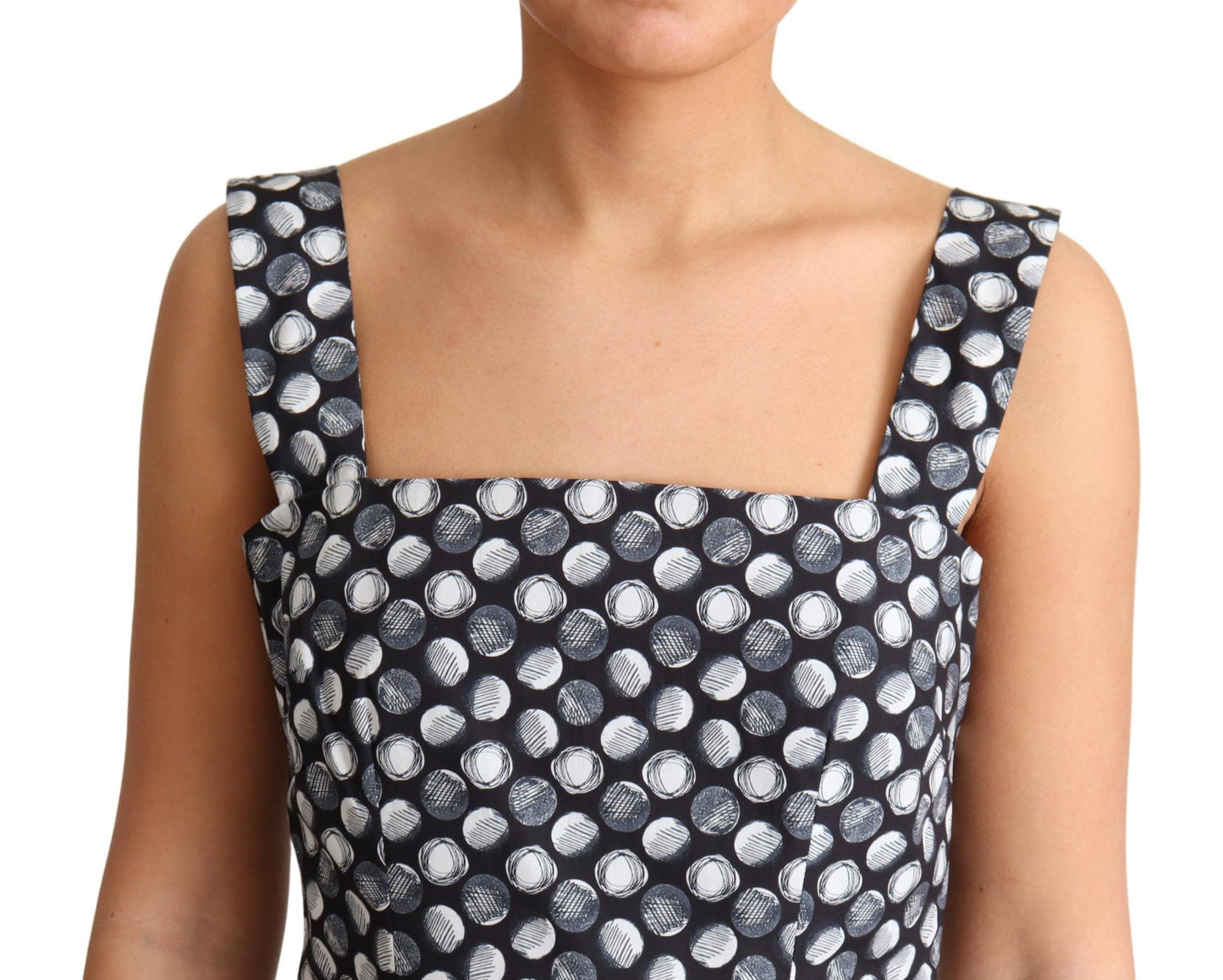 Robe trapèze en coton bleu à motifs géométriques Dolce &amp; Gabbana