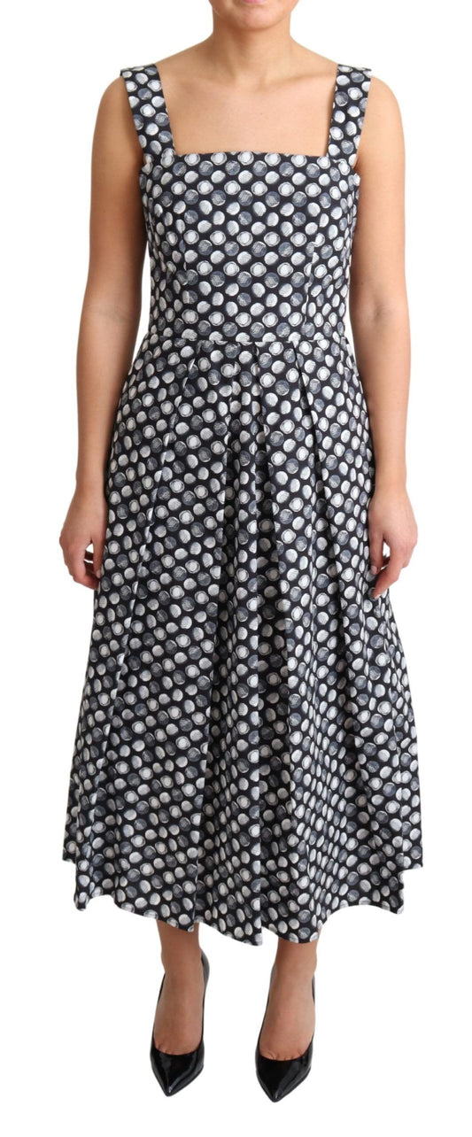 Robe trapèze en coton bleu à motifs géométriques Dolce &amp; Gabbana