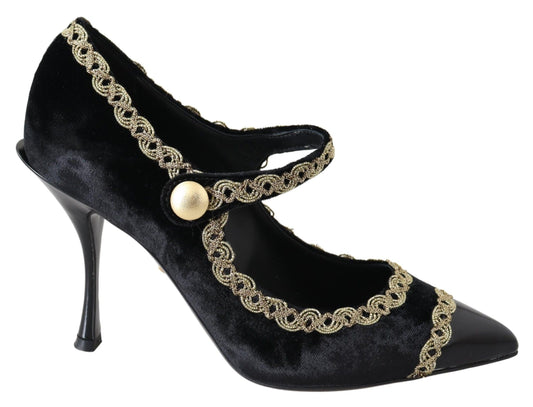 Escarpins Mary Janes Dolce &amp; Gabbana en velours noir doré