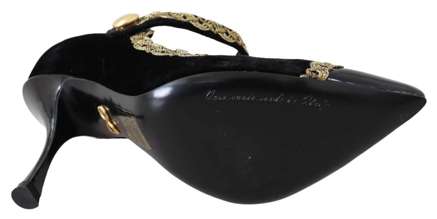 Escarpins Mary Janes Dolce &amp; Gabbana en velours noir doré