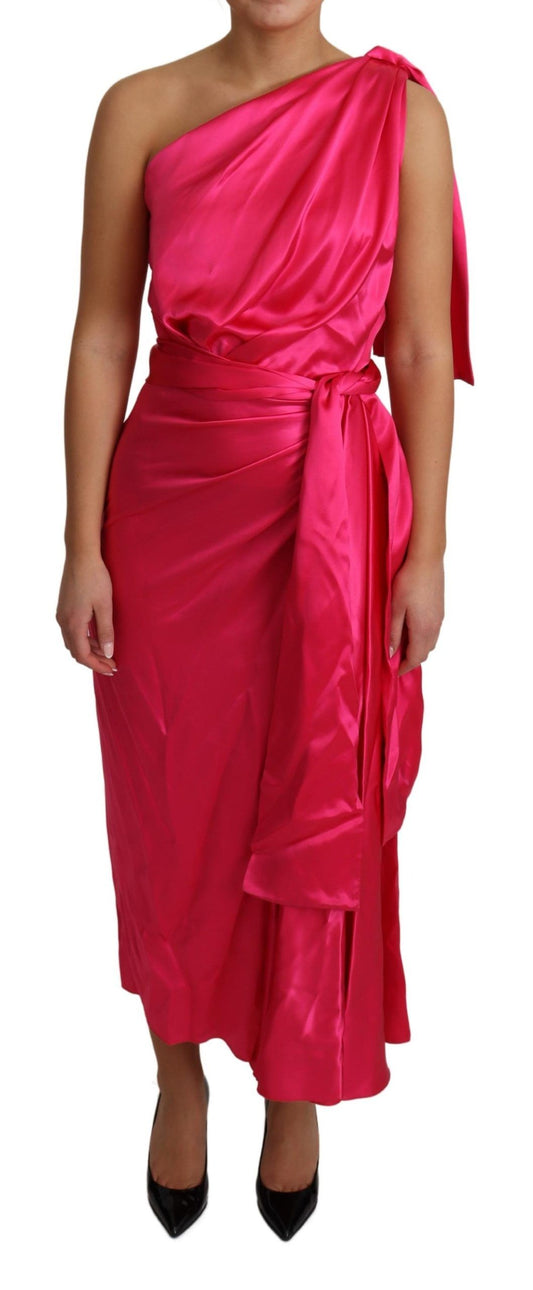 Robe mi-longue rose à coupe ajustée et épaule dénudée Dolce &amp; Gabbana
