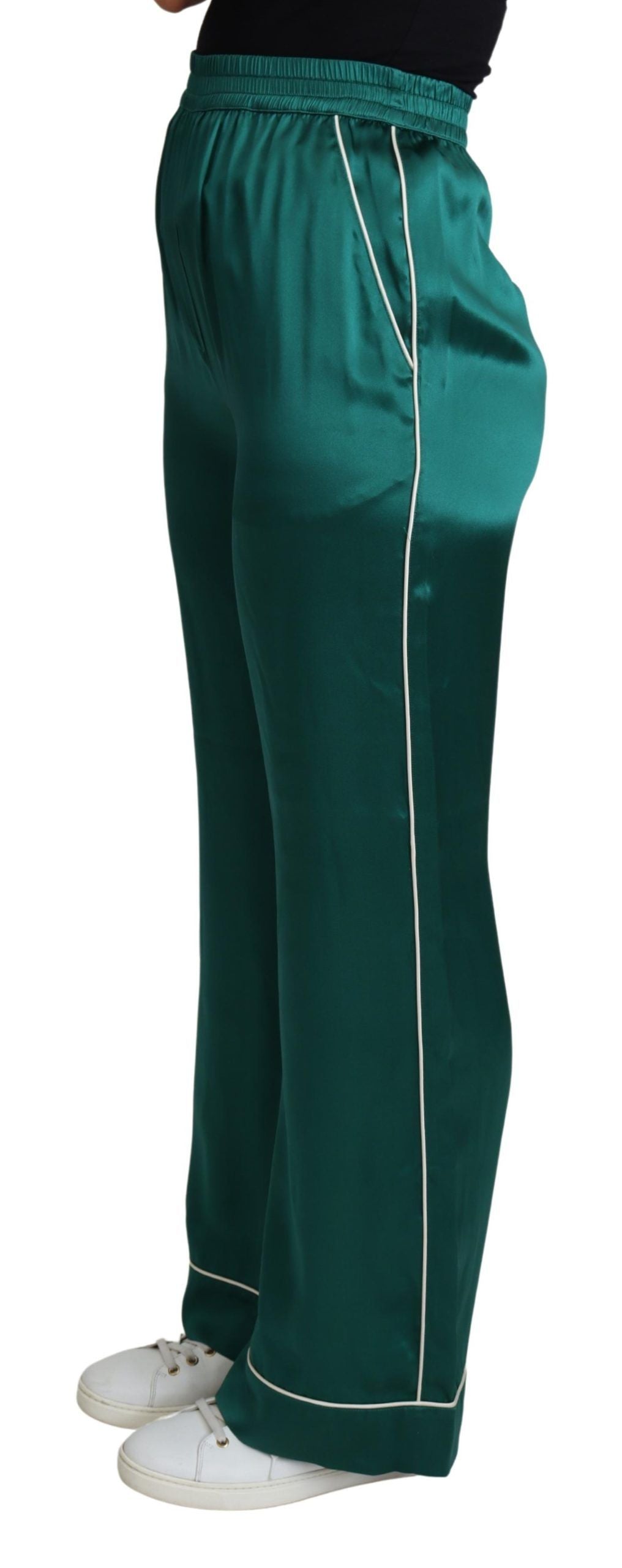 Pantalon de pyjama taille haute vert Dolce &amp; Gabbana en soie