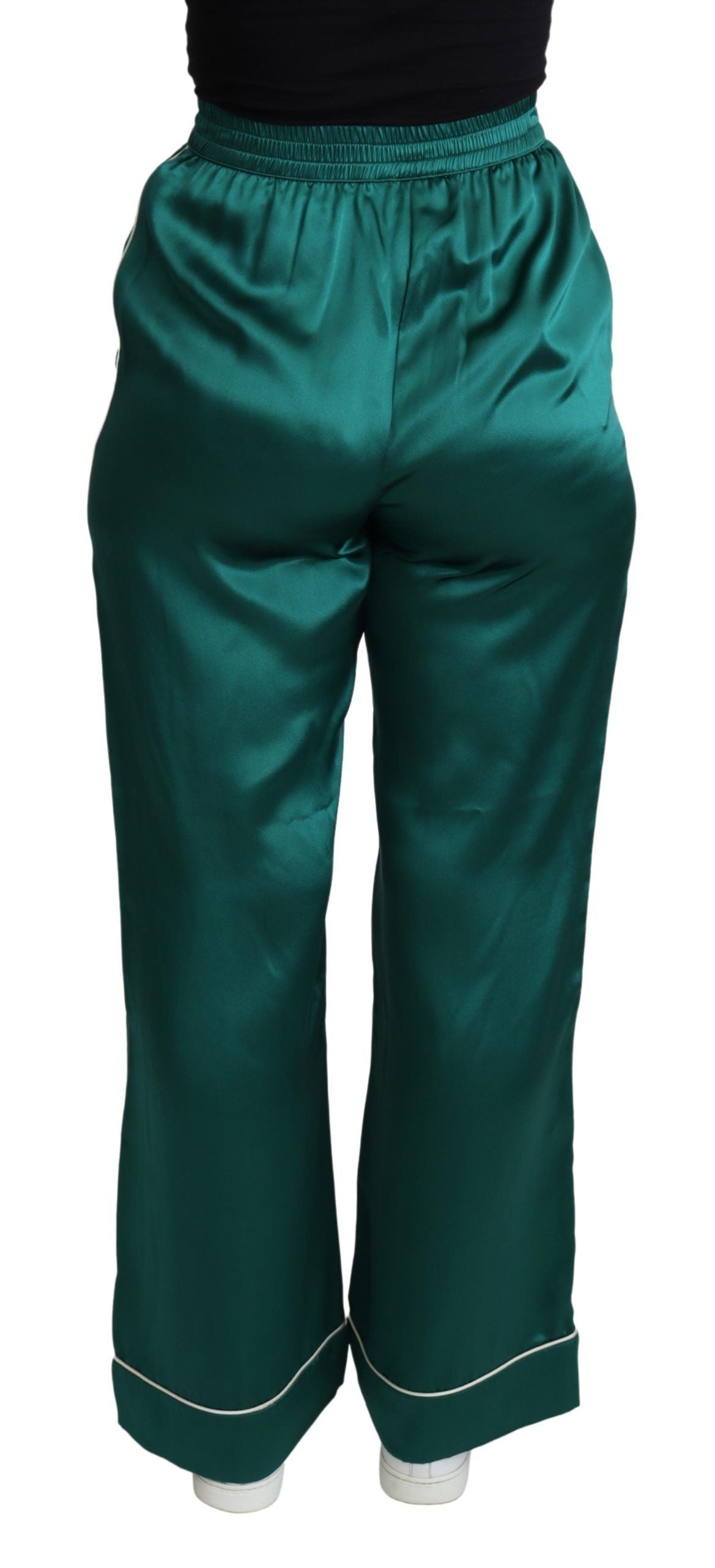 Pantalon de pyjama taille haute vert Dolce &amp; Gabbana en soie