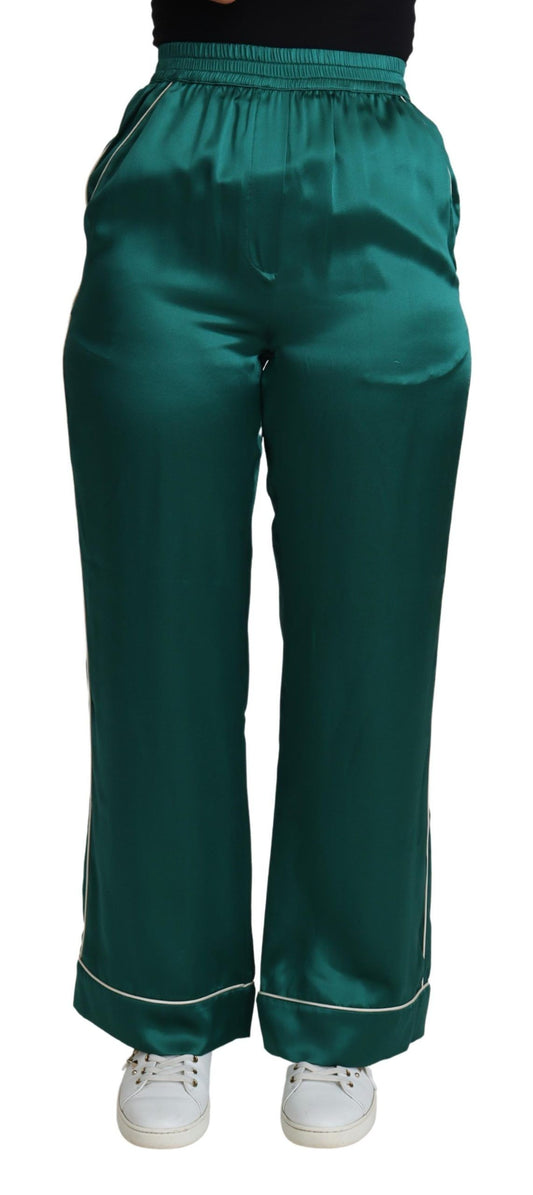 Pantalon de pyjama taille haute vert Dolce &amp; Gabbana en soie