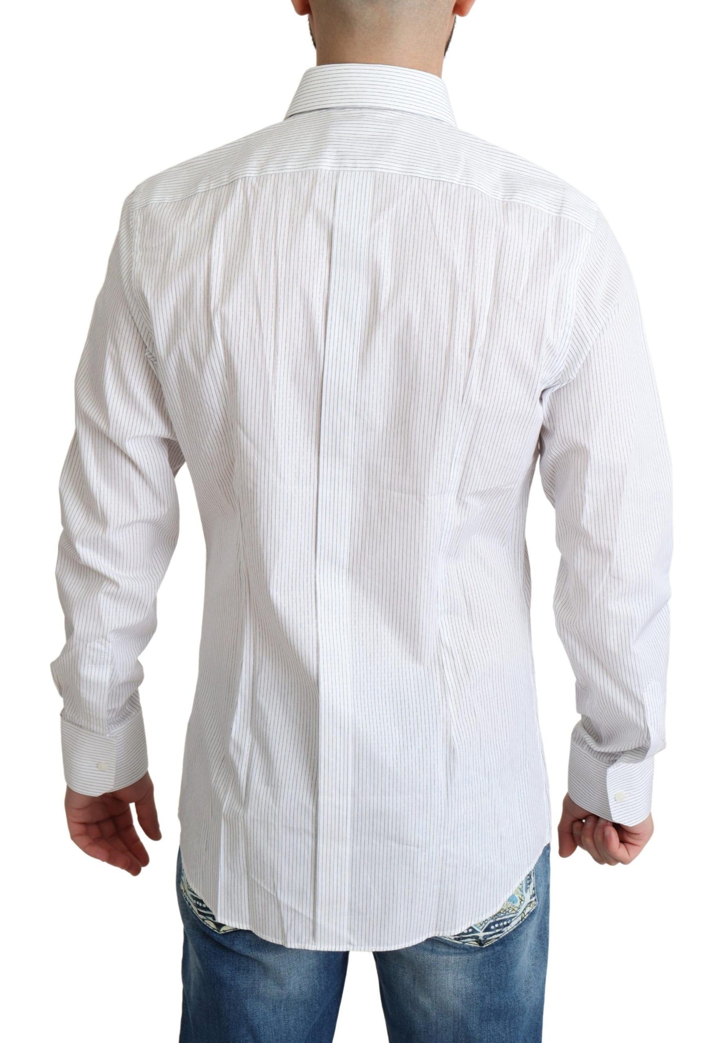 Dolce & Gabbana White Stripes Cotton Formal Dress Shirt