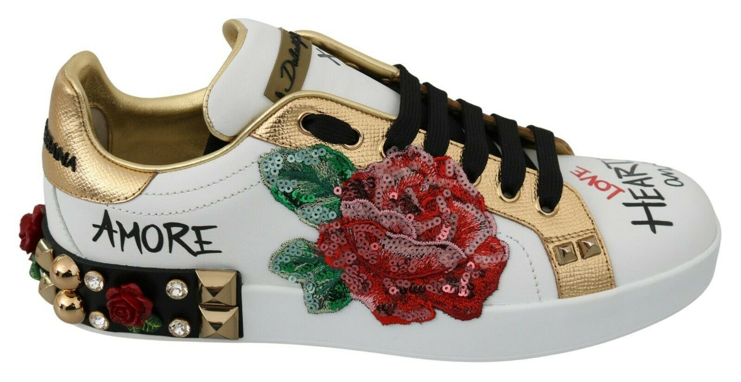 Baskets Dolce &amp; Gabbana à paillettes et cristaux pour femme
