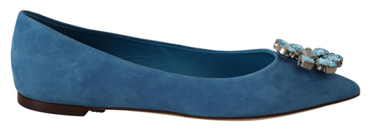 Mocassins plats Dolce &amp; Gabbana en daim bleu avec cristaux