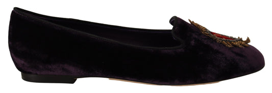 Mocassins Dolce &amp; Gabbana en velours violet DG Heart