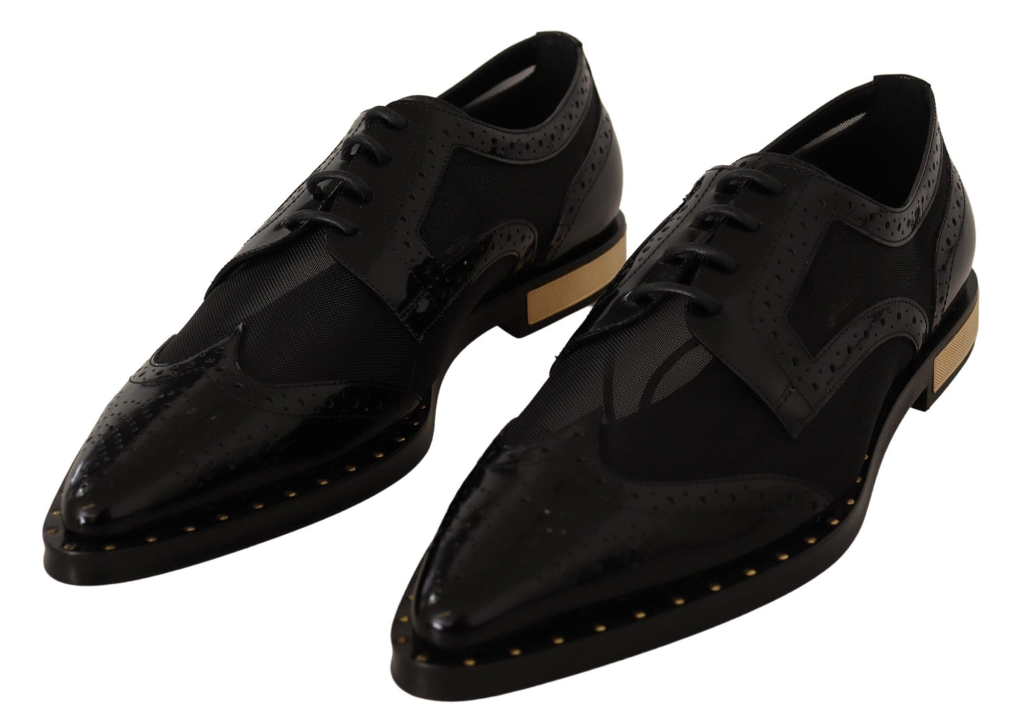 Chaussures à bout golf transparentes en cuir noir Dolce &amp; Gabbana