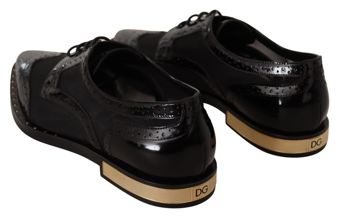Chaussures à bout golf transparentes en cuir noir Dolce &amp; Gabbana