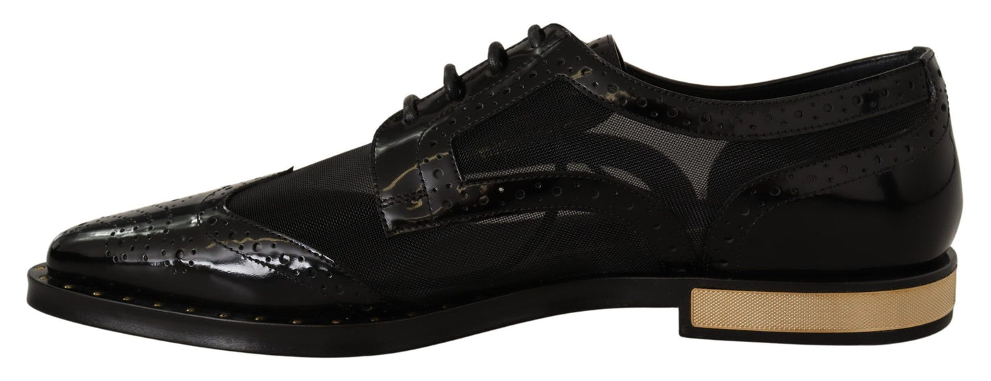 Chaussures à bout golf transparentes en cuir noir Dolce &amp; Gabbana