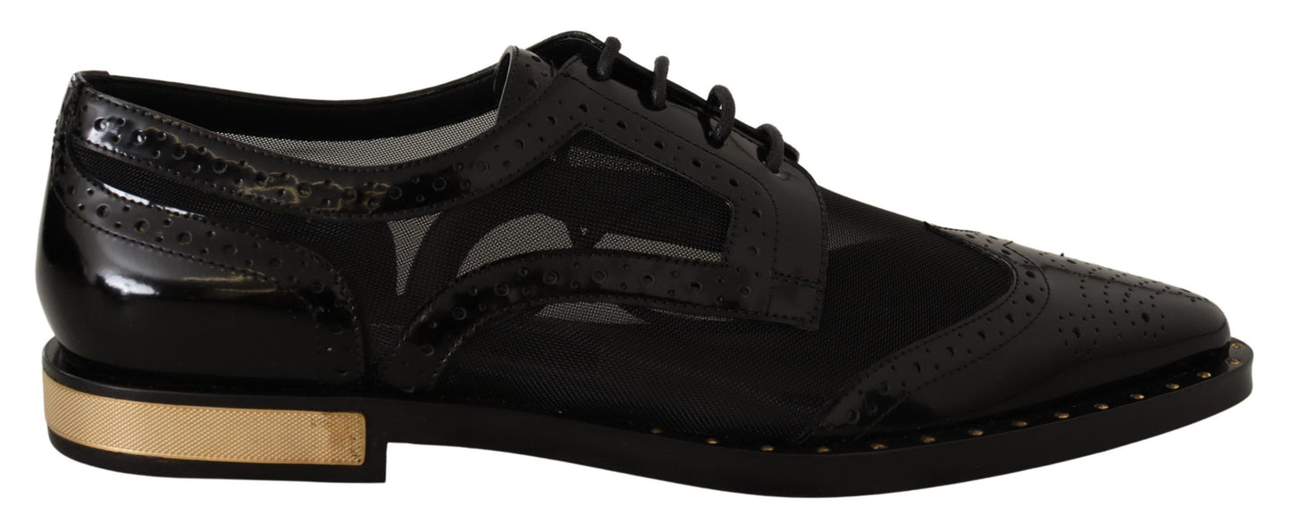 Chaussures à bout golf transparentes en cuir noir Dolce &amp; Gabbana