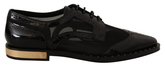 Chaussures à bout golf transparentes en cuir noir Dolce &amp; Gabbana
