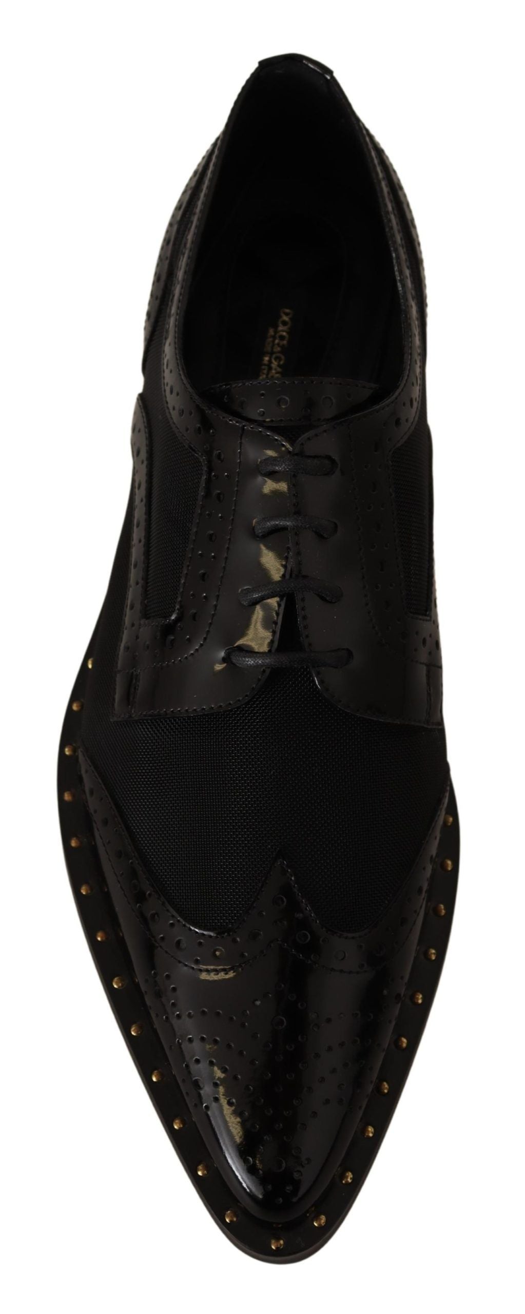 Chaussures à bout golf transparentes en cuir noir Dolce &amp; Gabbana