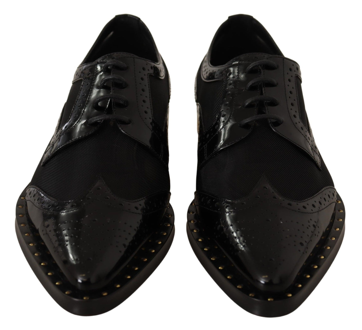 Chaussures à bout golf transparentes en cuir noir Dolce &amp; Gabbana