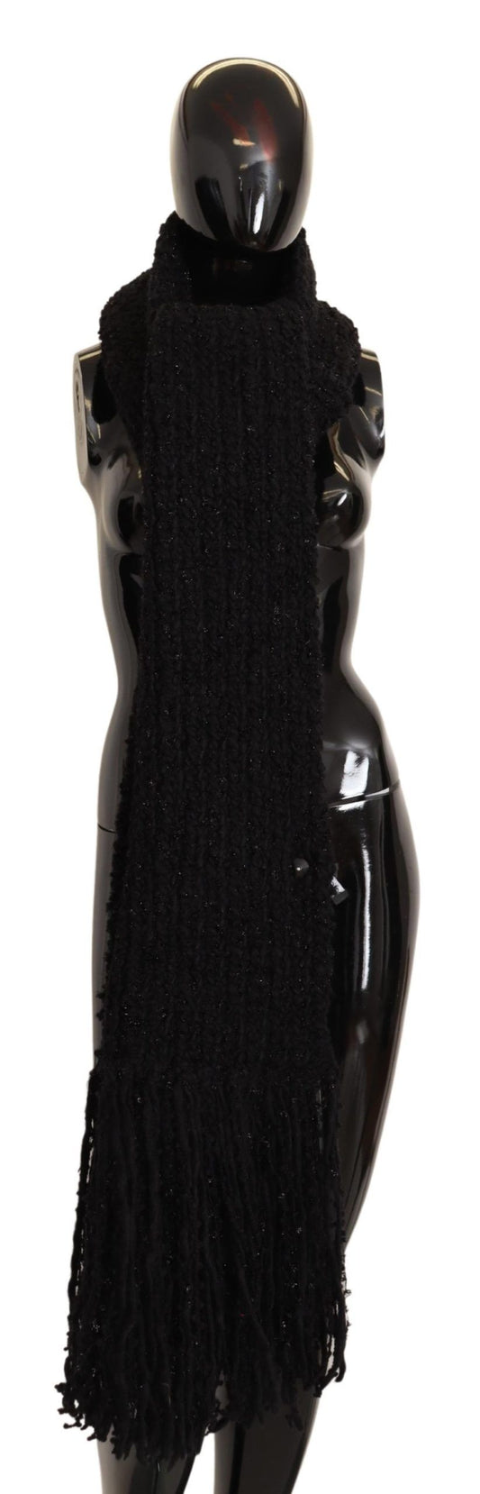 Écharpe châle en tricot de laine vierge noire Dolce &amp; Gabbana