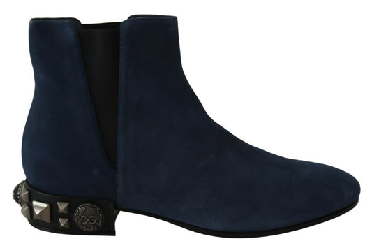 Dolce &amp; Gabbana - Bottines cloutées en daim bleu