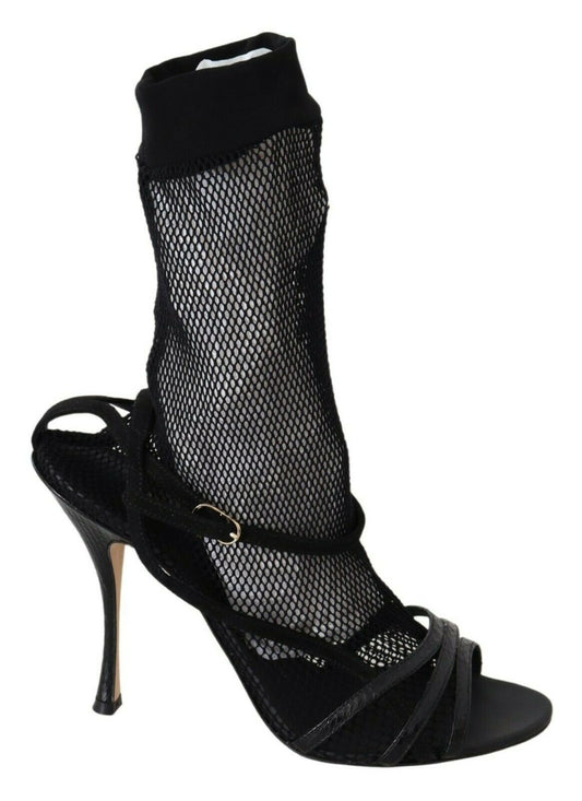 Sandales à talons hauts en daim noir Dolce &amp; Gabbana