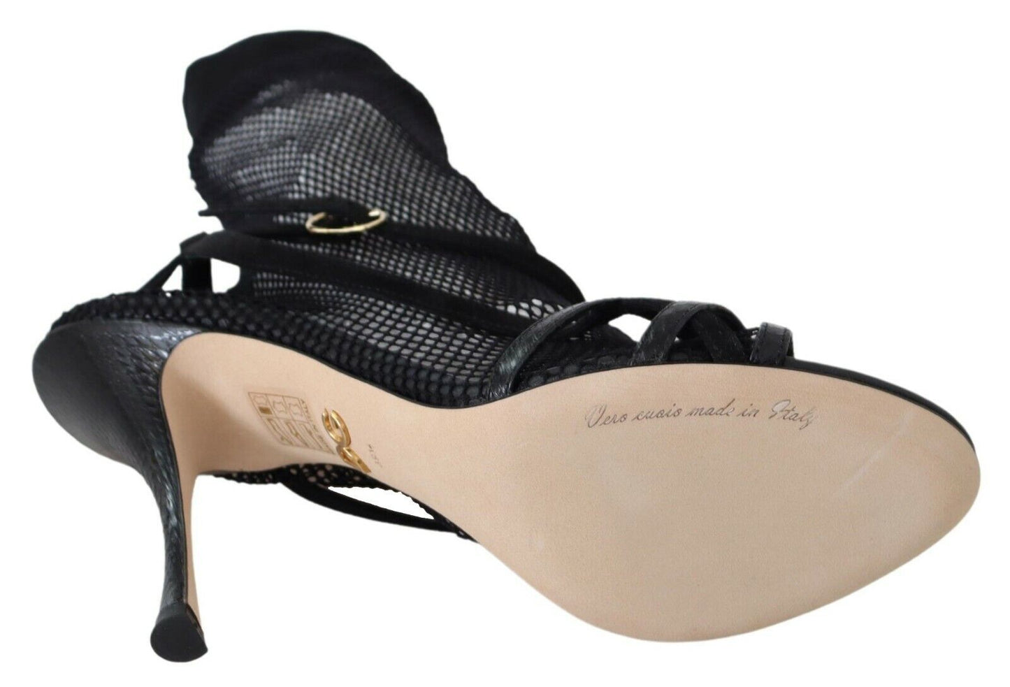 Sandales à talons hauts en daim noir Dolce &amp; Gabbana