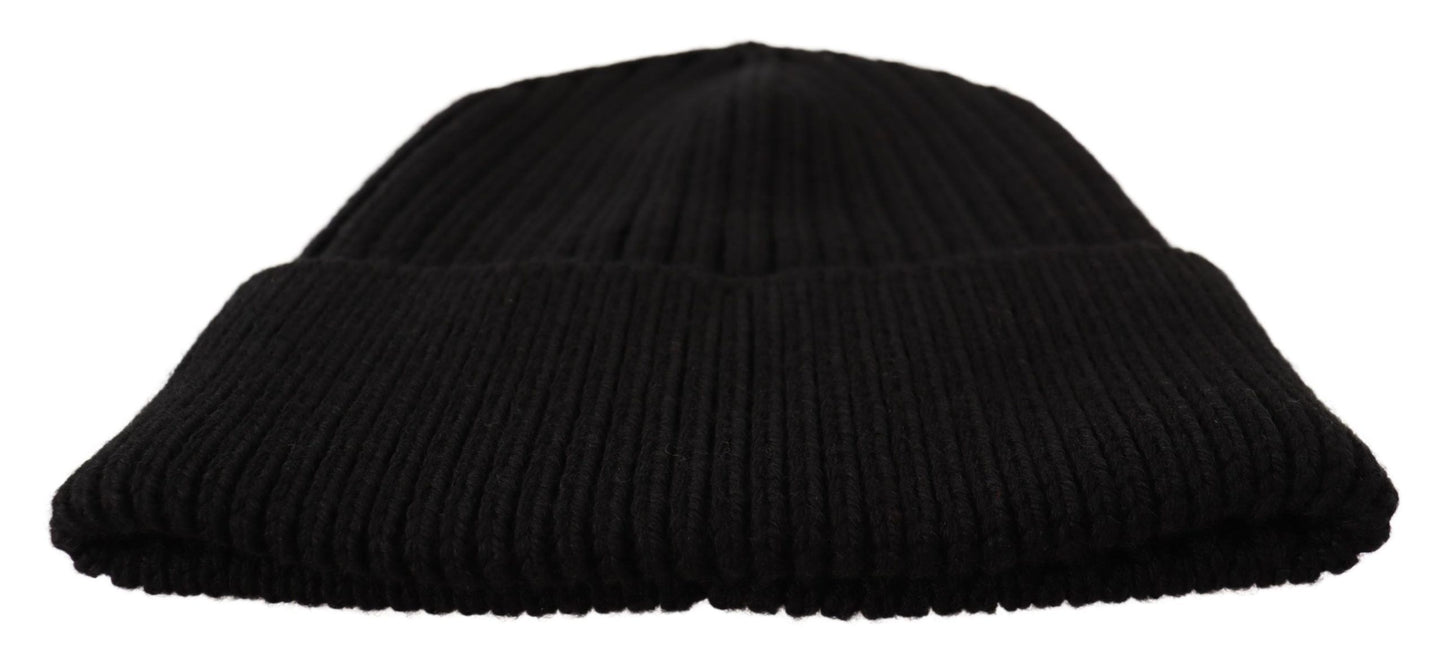 Bonnet d'hiver en laine noire Dolce &amp; Gabbana pour femme