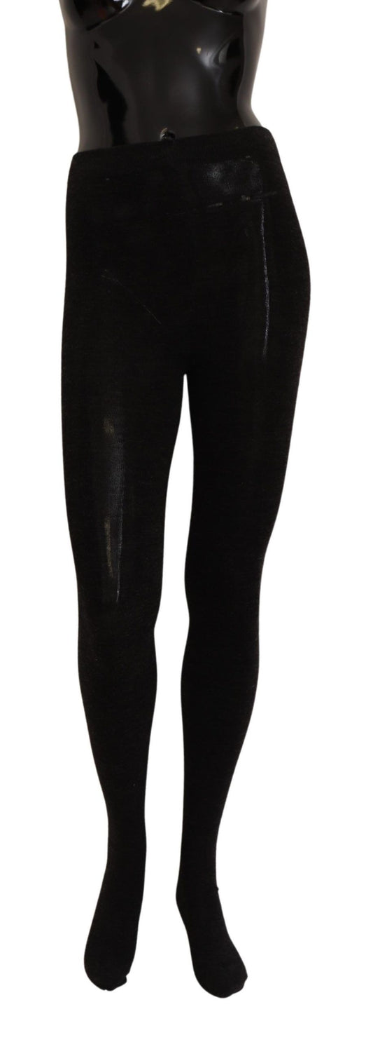 Chaussettes collantes extensibles en laine noire Dolce &amp; Gabbana