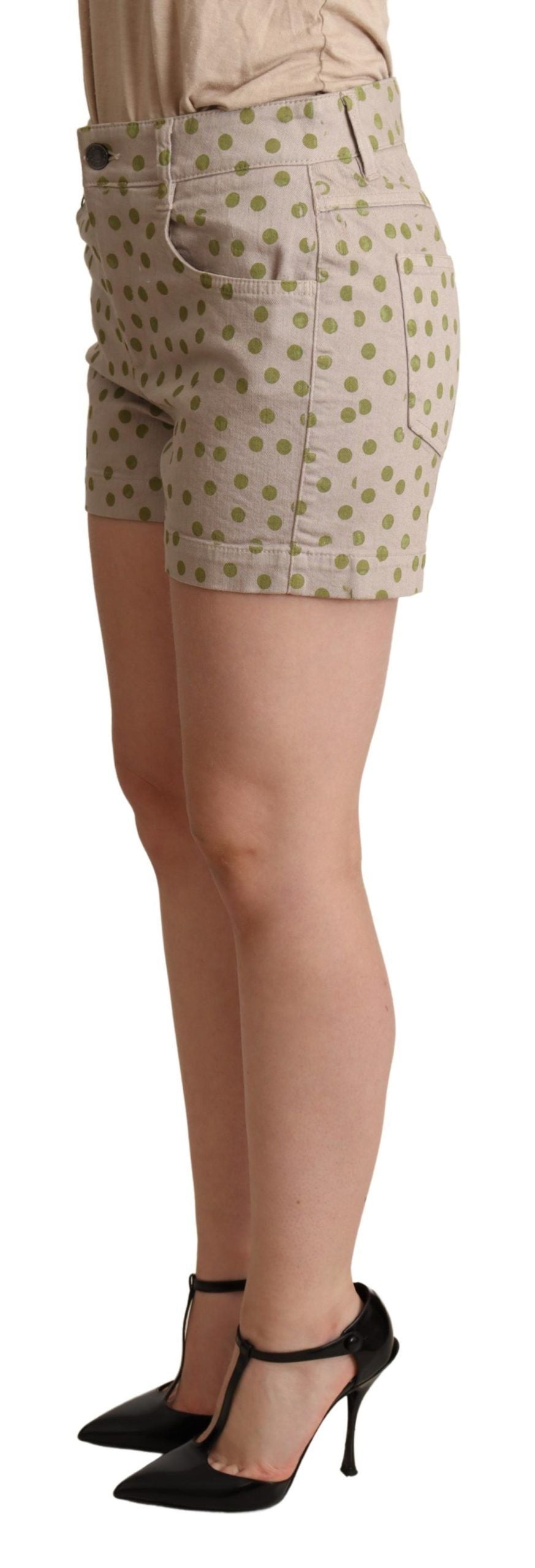 Short en denim de coton stretch beige à pois Dolce &amp; Gabbana