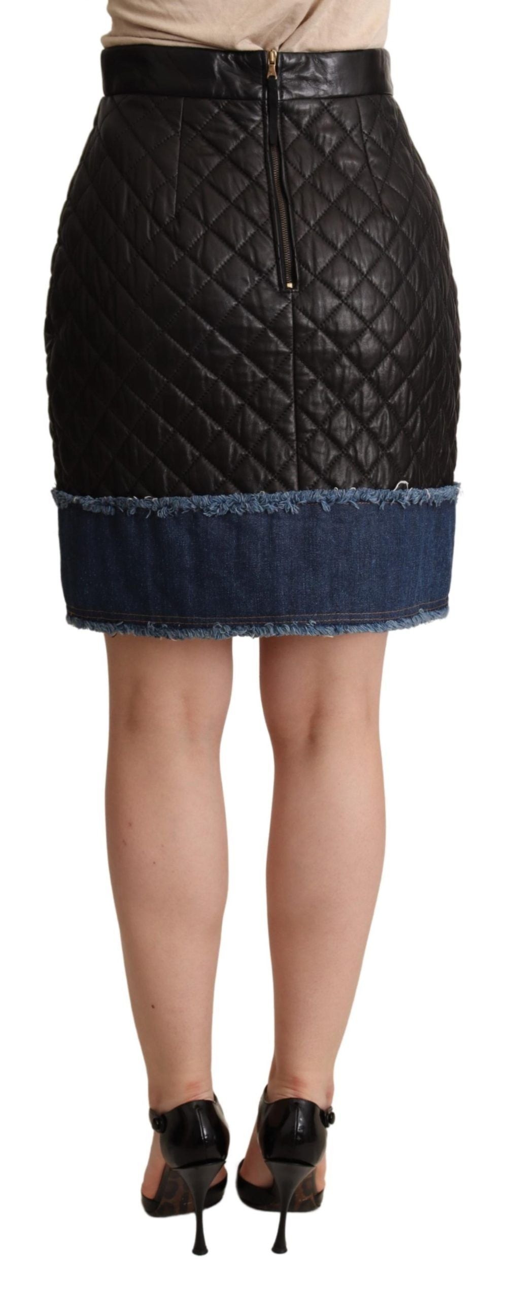 Mini-jupes en cuir matelassé noir Dolce &amp; Gabbana