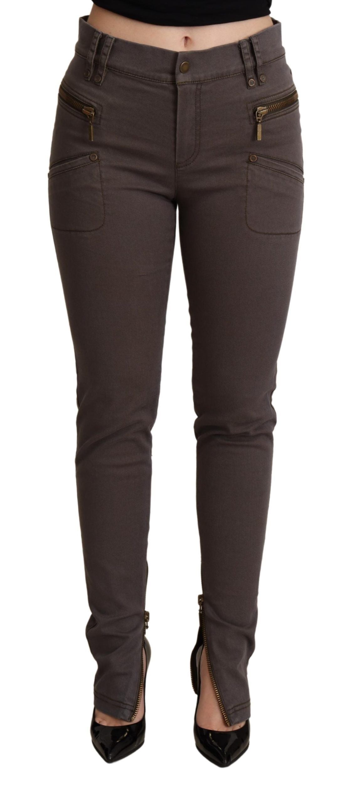 Jean skinny en coton stretch marron PLEIN SUD