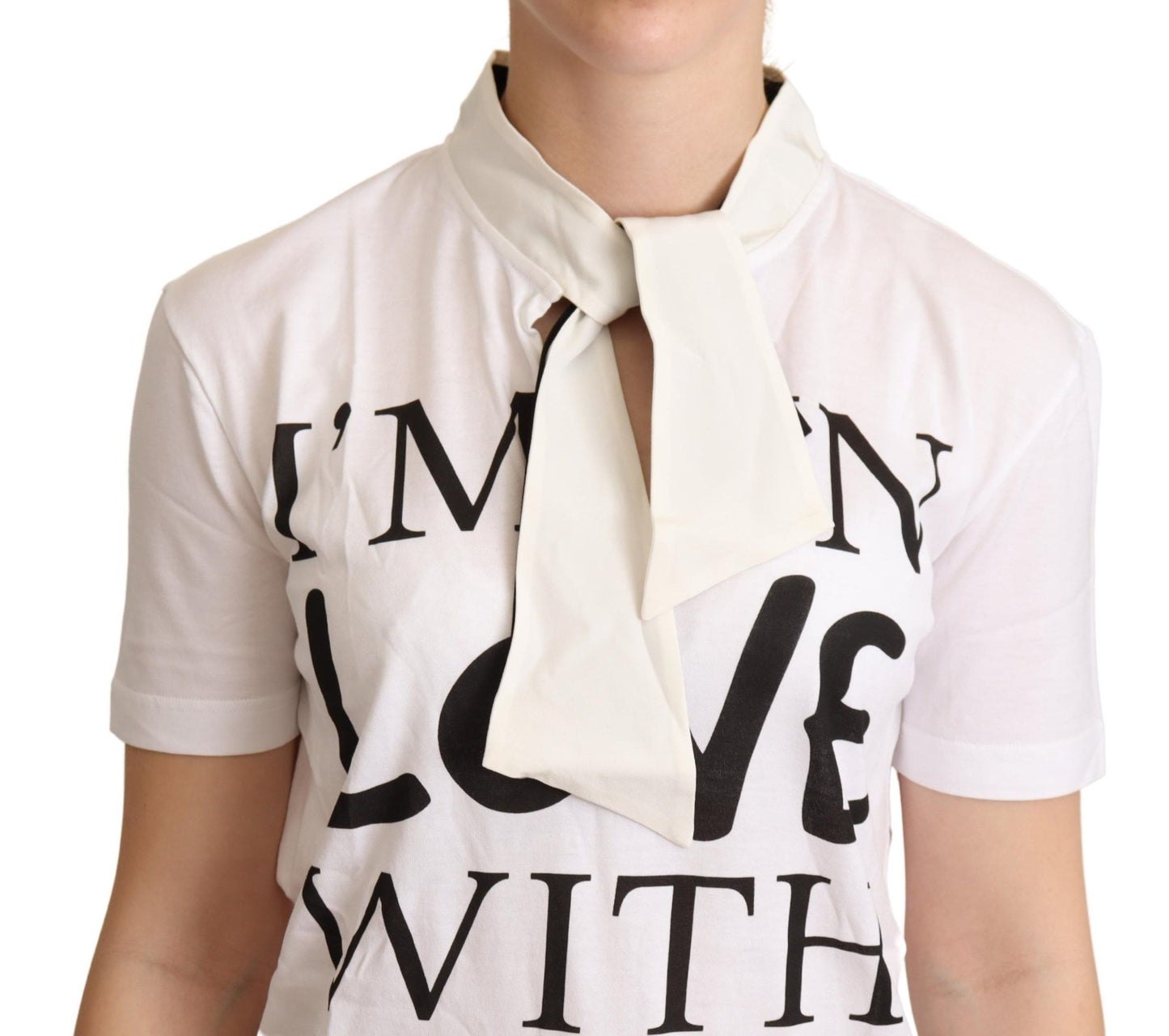 Dolce &amp; Gabbana Weißes T-Shirt aus Baumwollseide „I’m In Love“
