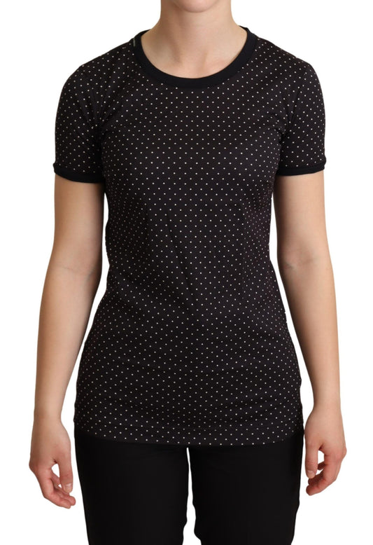 T-shirt ras du cou en coton noir à pois Dolce &amp; Gabbana