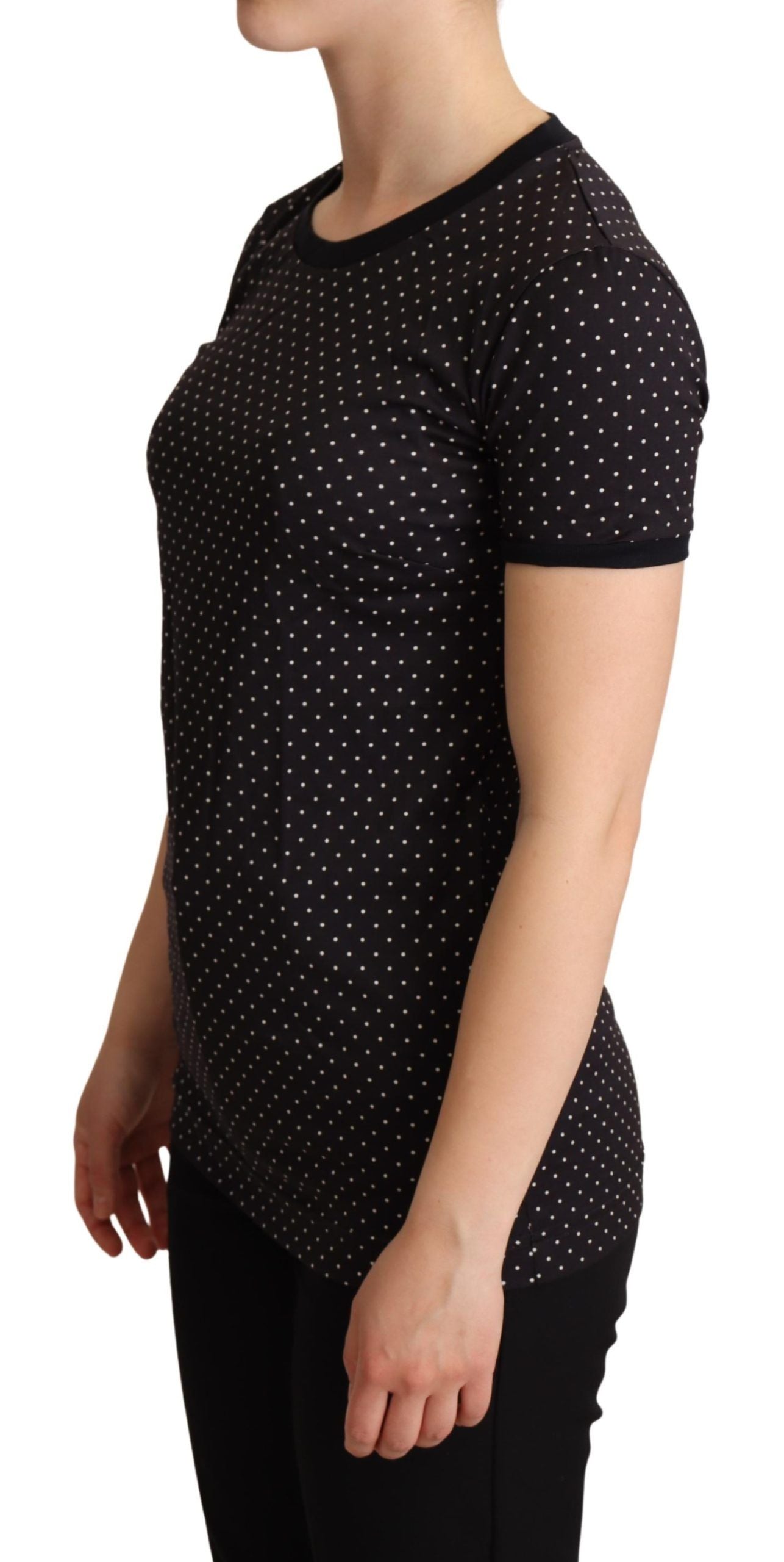 T-shirt ras du cou en coton noir à pois Dolce &amp; Gabbana