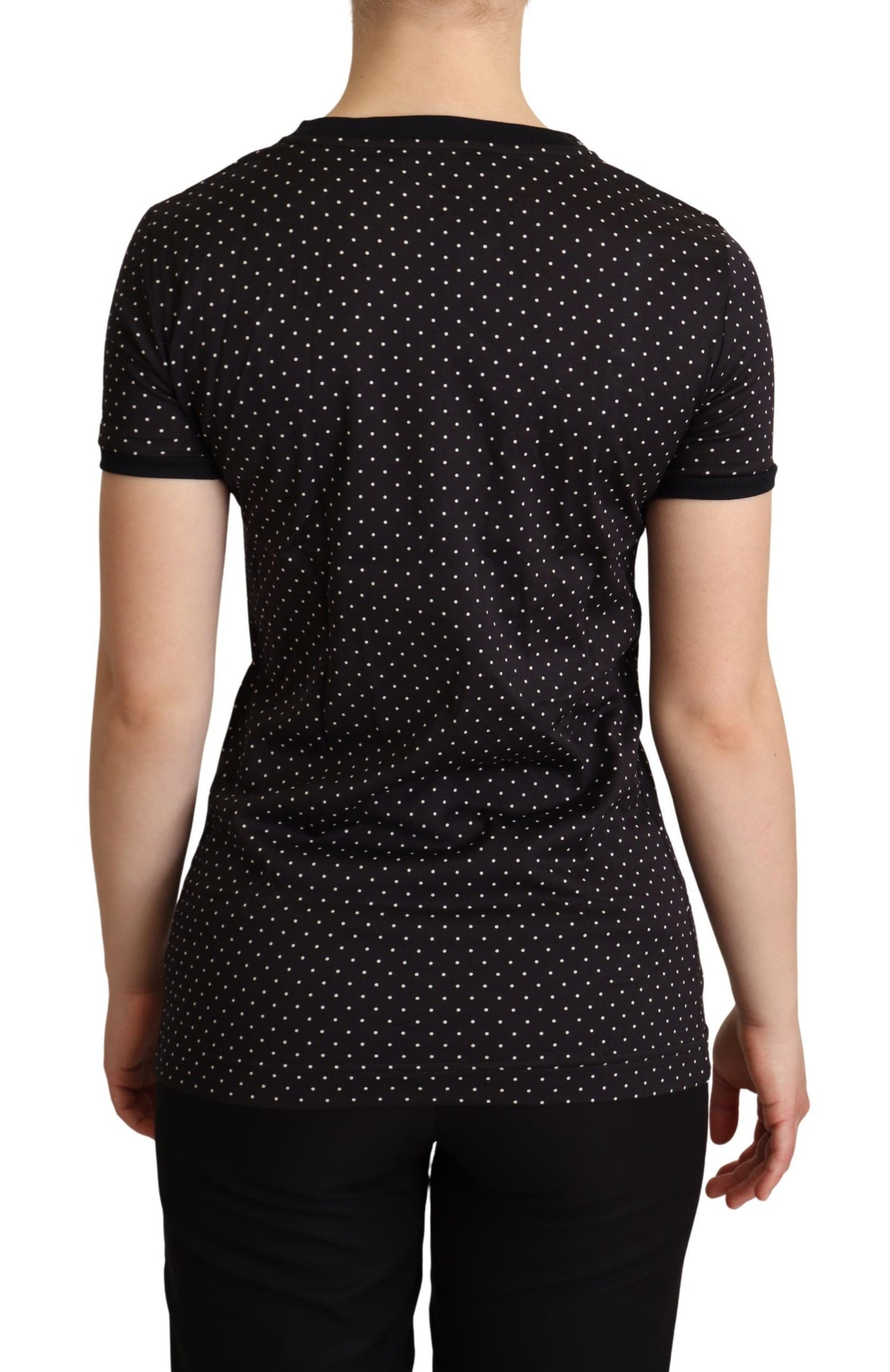 T-shirt ras du cou en coton noir à pois Dolce &amp; Gabbana
