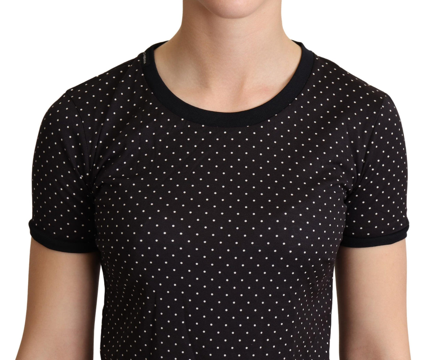 T-shirt ras du cou en coton noir à pois Dolce &amp; Gabbana