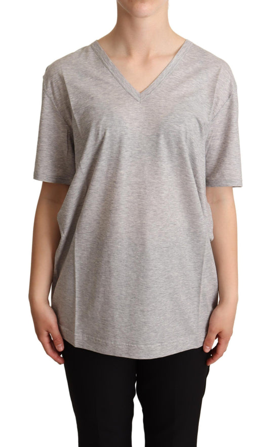 T-shirt col V gris uni 100 % coton Dolce &amp; Gabbana