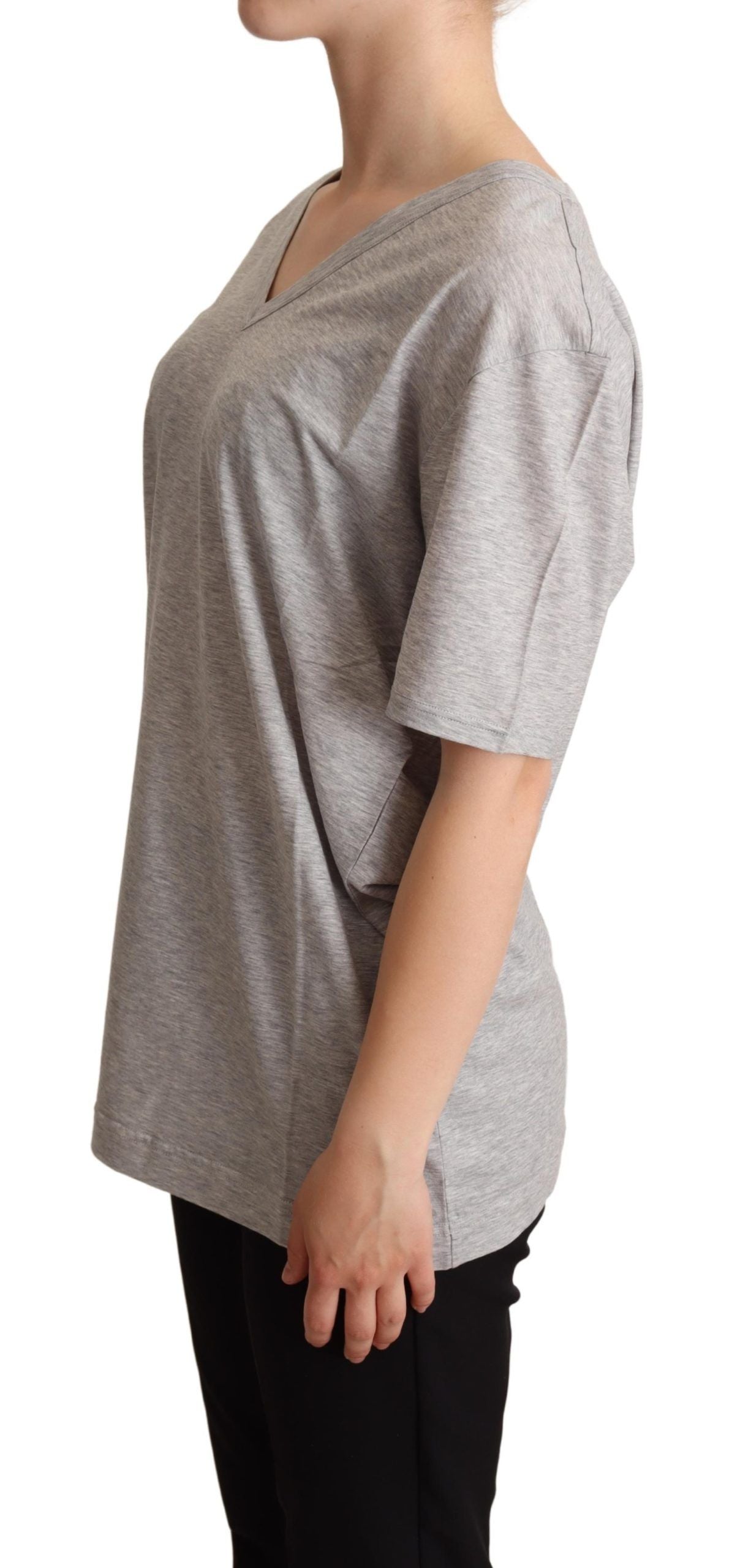 T-shirt col V gris uni 100 % coton Dolce &amp; Gabbana