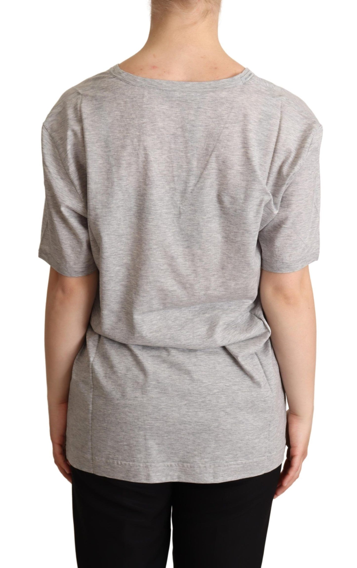 T-shirt col V gris uni 100 % coton Dolce &amp; Gabbana