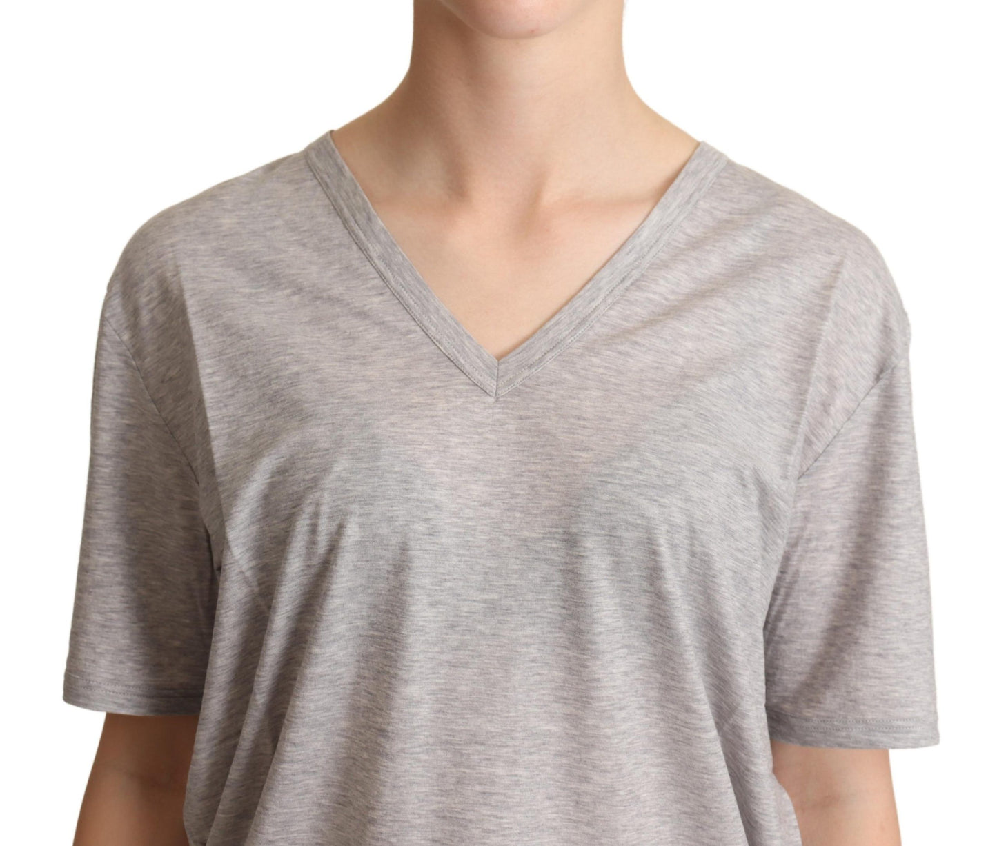 T-shirt col V gris uni 100 % coton Dolce &amp; Gabbana