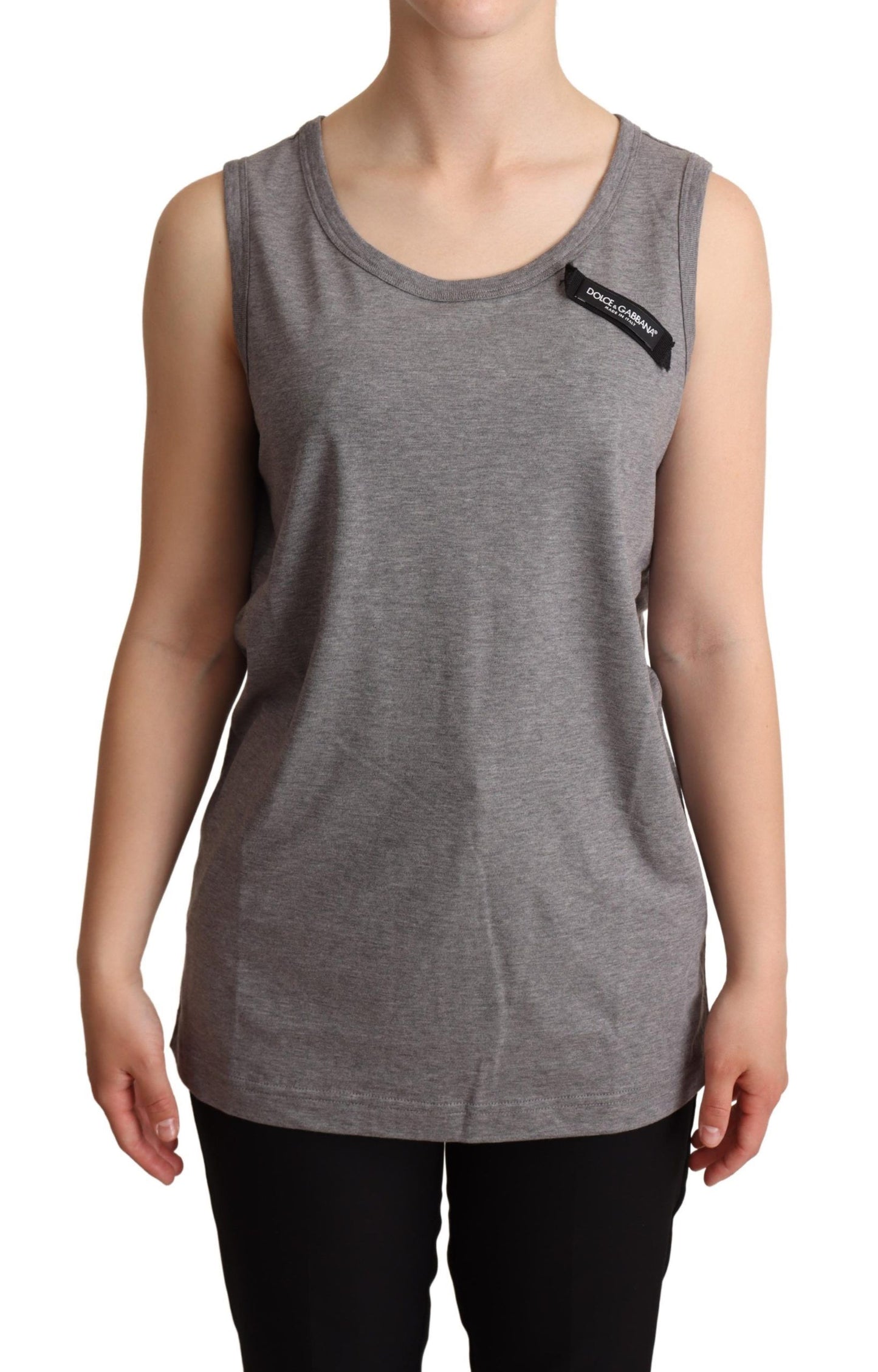 T-shirt débardeur gris sans manches à col rond Dolce &amp; Gabbana