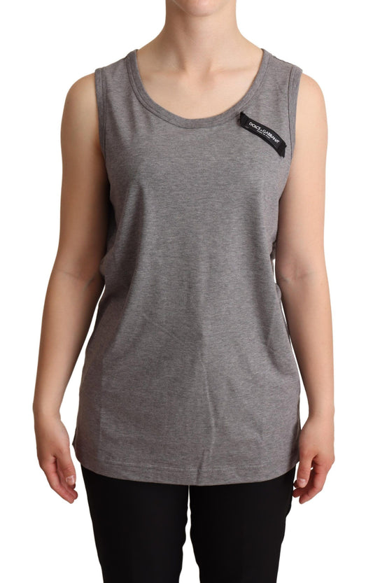 T-shirt débardeur gris sans manches à col rond Dolce &amp; Gabbana