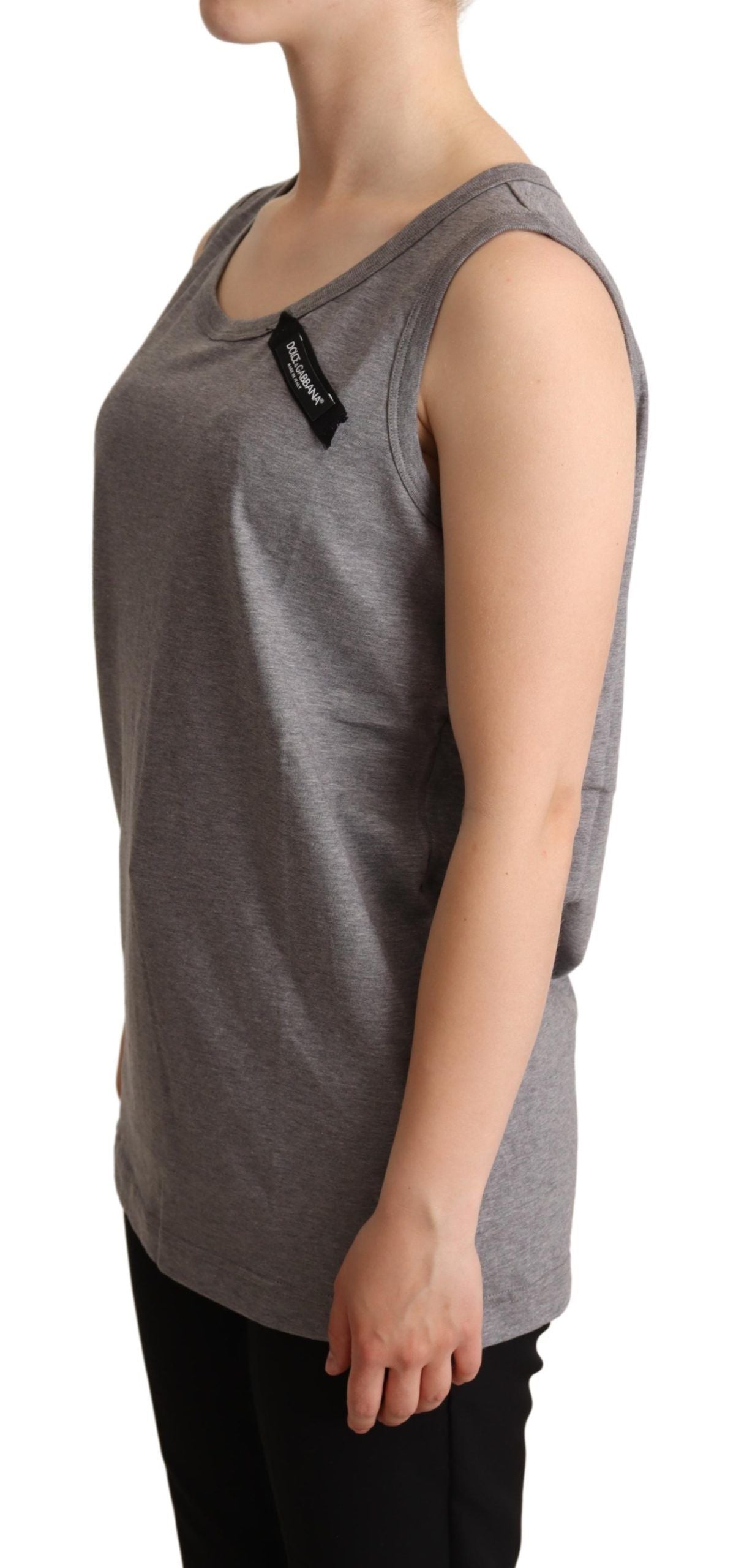 T-shirt débardeur gris sans manches à col rond Dolce &amp; Gabbana