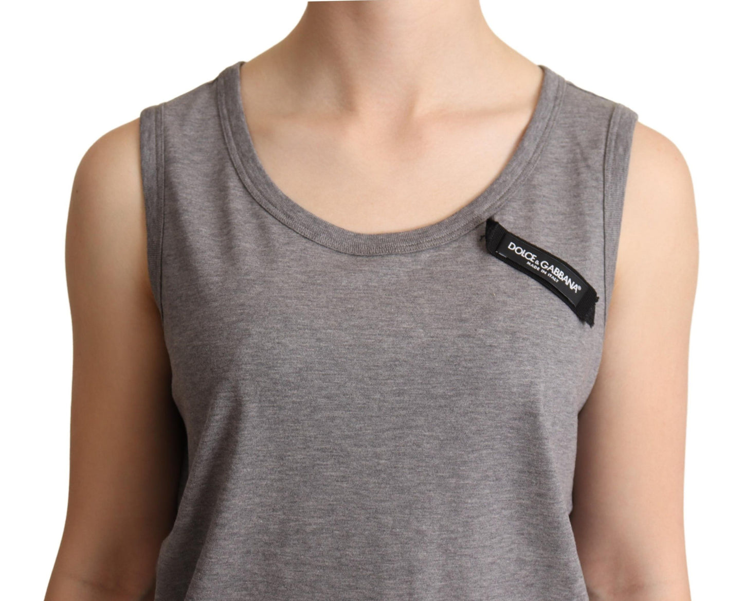 T-shirt débardeur gris sans manches à col rond Dolce &amp; Gabbana