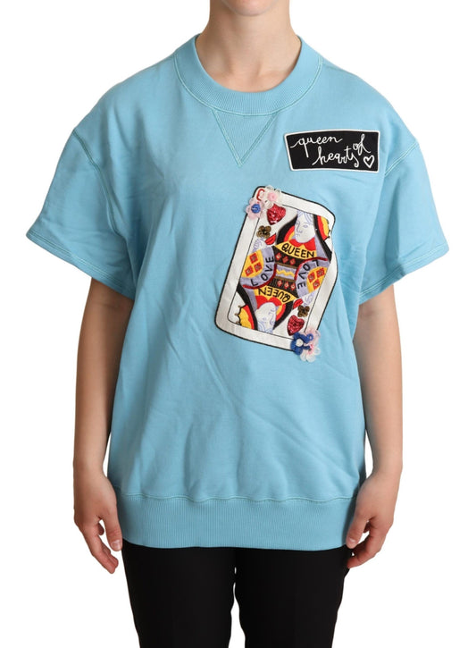 T-shirt Dolce &amp; Gabbana bleu avec carte de la Reine de Cœur