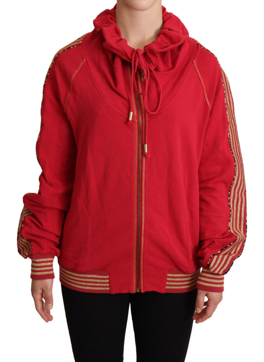 Sweat-shirt à capuche et veste zippée rouge John Galliano