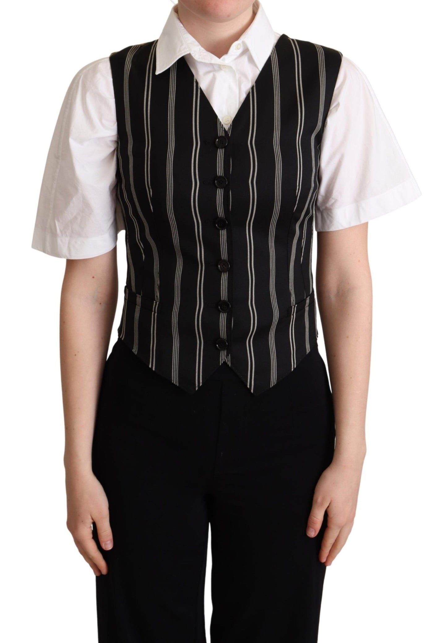 Gilet Dolce &amp; Gabbana à rayures noires et imprimé léopard
