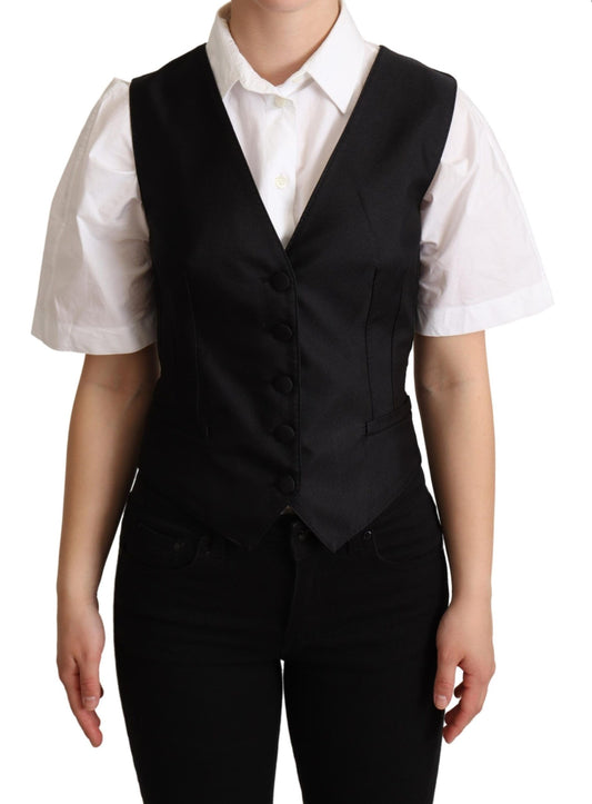 Gilet sans manches en soie noire Dolce &amp; Gabbana