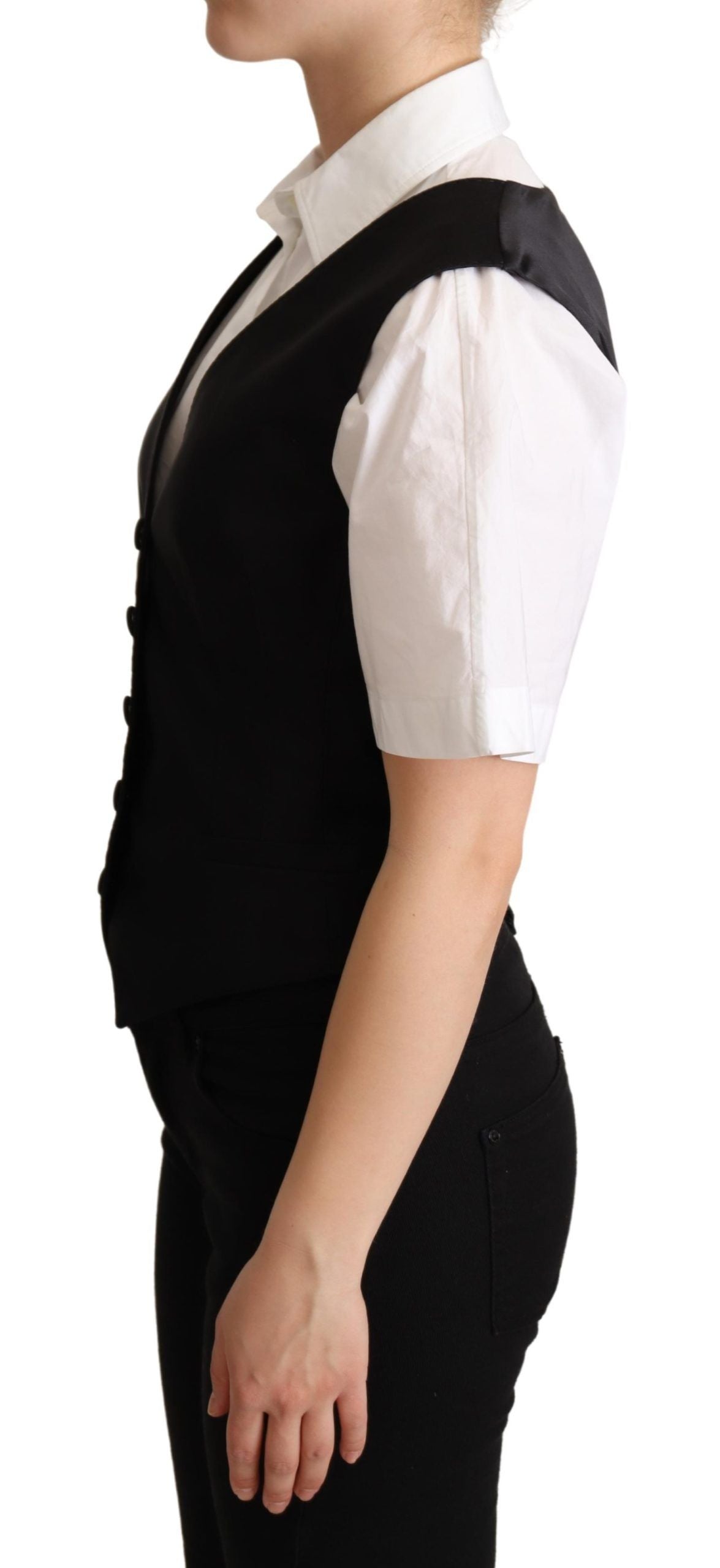 Gilet sans manches en soie noire Dolce &amp; Gabbana