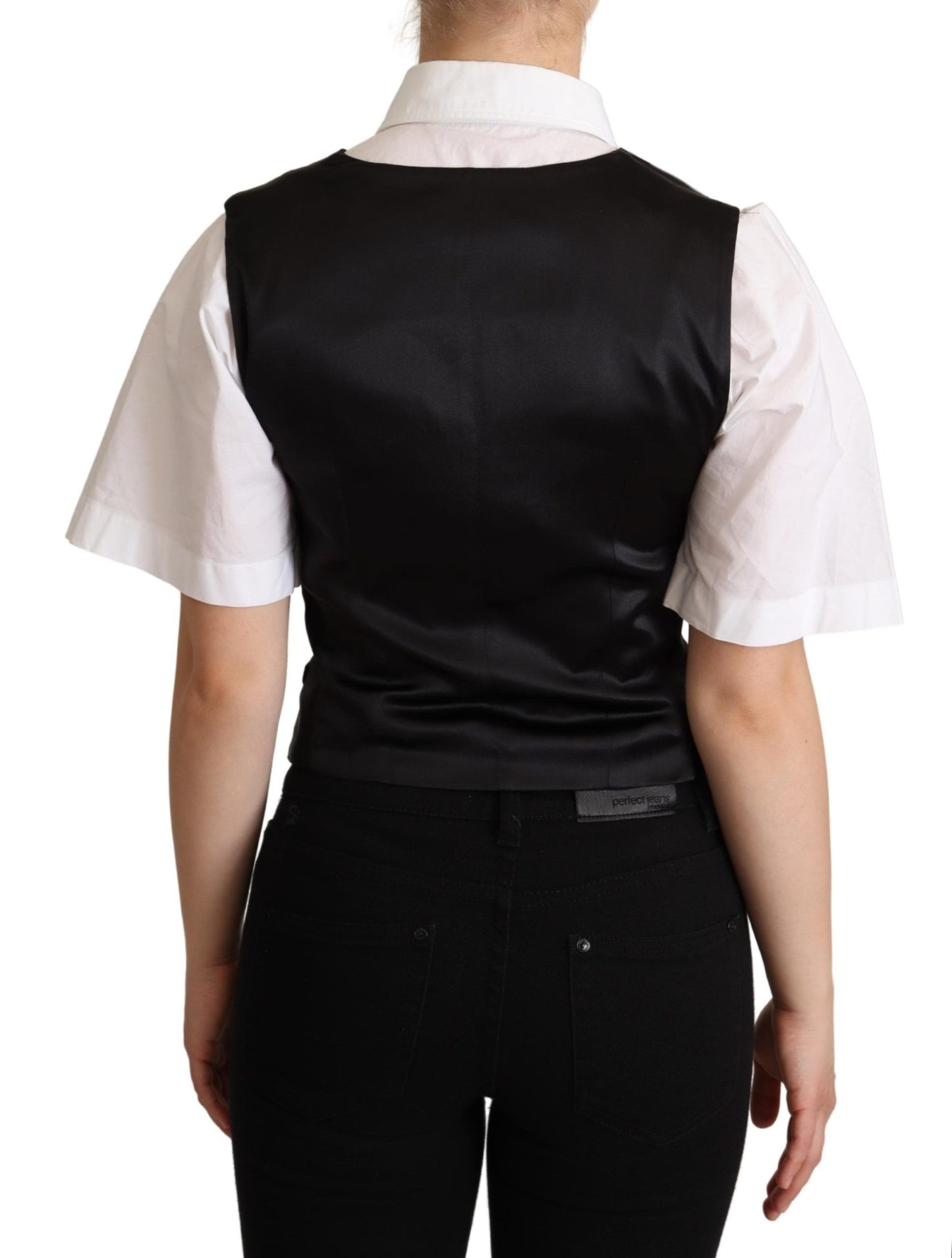 Gilet sans manches en soie noire Dolce &amp; Gabbana