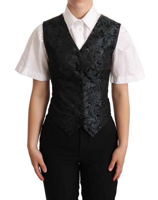 Gilet Dolce &amp; Gabbana en jacquard fleuri noir vert