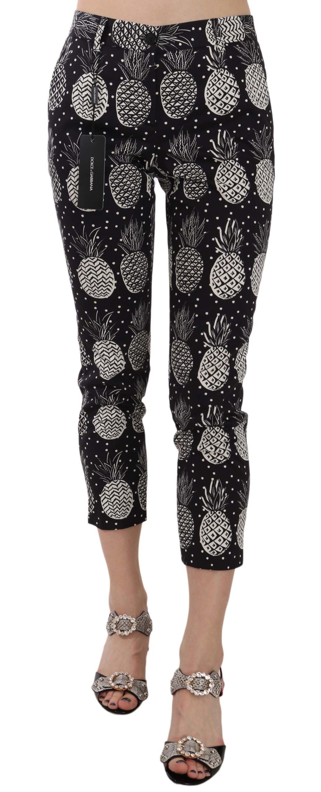 Pantalon capri skinny imprimé ananas noir Dolce &amp; Gabbana